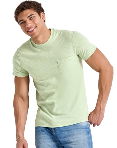 T-shirt à manches courtes Hanes avec poche pour homme en coton doux confortable