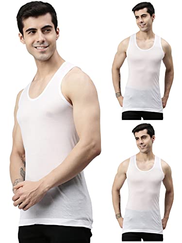 Image of Lux Cozi Men's Pack of 3 White Cotton Vest