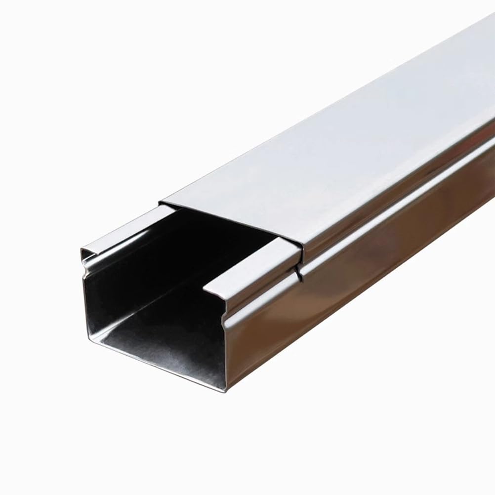RSBFER 1 m Edelstahl-Kabelkanal, Silberfarbener, dekorativer, unsichtbarer Kabelkanal für Büro, Decke, Ecke, Boden und Wand, Schnelle Installation,60x50mm