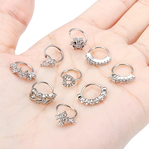 Vsnnsns 20G Nose Rings Hoop Silver Nose Piercing Jewelry Stainless Surgical Steel Daith Rook Cartilage Helix Earrings Hoop Ear Nose Septum Rings Body Piercing Jewelry For Women Men 8Mm #TOP6