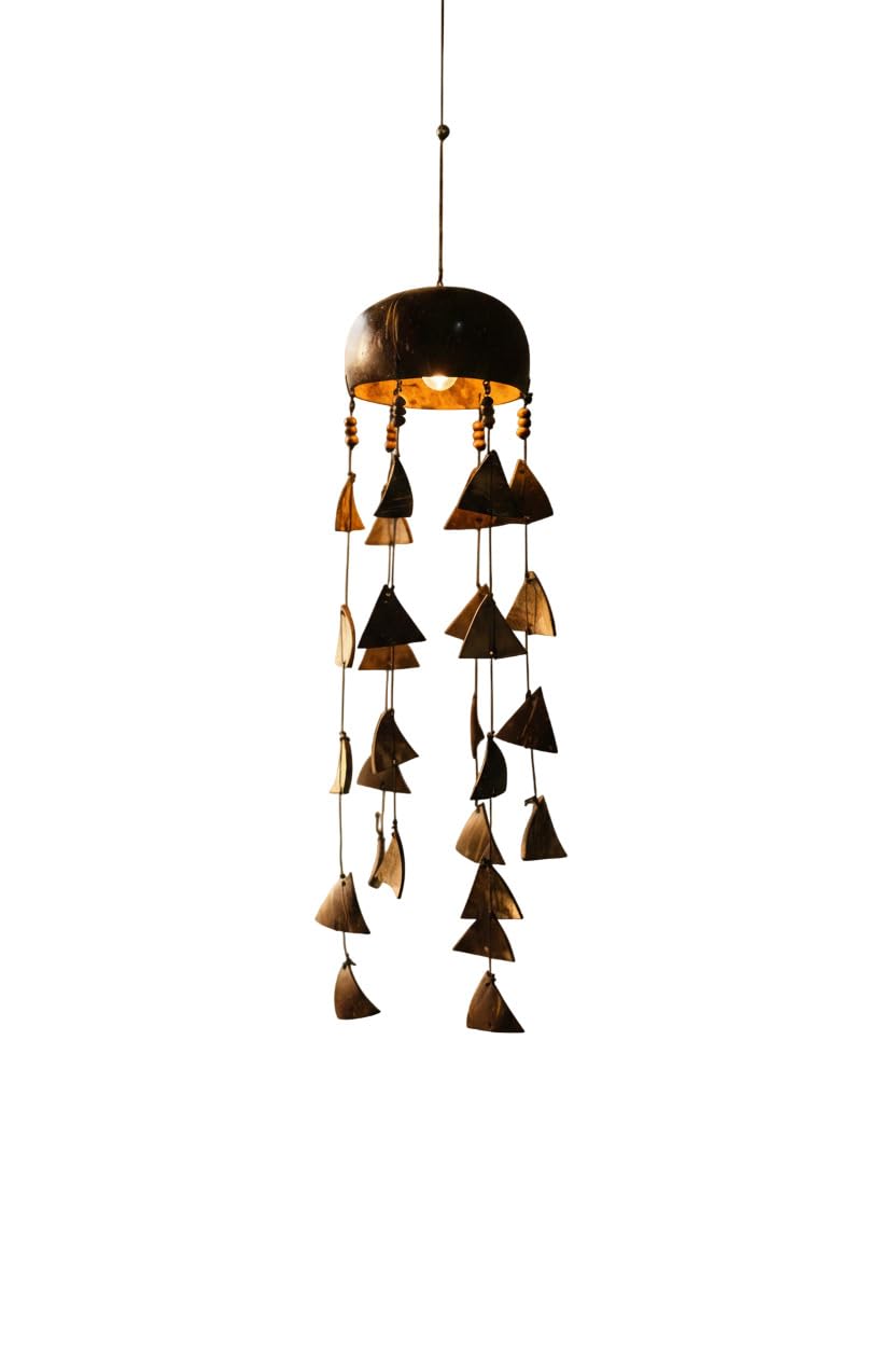 Coconut Shell Hanging Wind Chimes – Handmade Eco-Friendly Rustic Wooden Outdoor & Indoor Decor, Tropical Natural Wind Chimes-picture-39