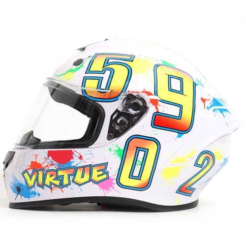 Casco Integral de Moto Estilo Retro ECEDOT Homologado Casco Integral Scooter para Adultos Hombres y Mujeres Cascos Protección de Motocicleta con Visera Cascos de Motocross B,XS=53~54CM