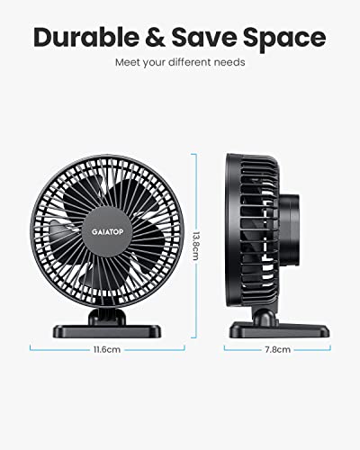 Gaiatop USB Desk Fan, Small But Powerful, Portable Quiet 3 Speeds Wind Desktop Personal Fan, Adjustment Mini Fan Table Fan for Better Cooling, Home Office Car Indoor Outdoor(Black) - Image 6