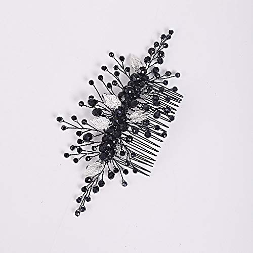 Peine para cabello vintage con hojas plateadas para boda miniatura 2
