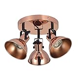 Foco 1 LUZ serie Arabia en color negro/cobre y en cobre/negro Realizado en metal con un portalámparas GU10 y cuerpo orientable. Es ideal para crear un punto de luz ambiente. Sus dimensiones son 15x12x12 cm y su peso neto 275 g.