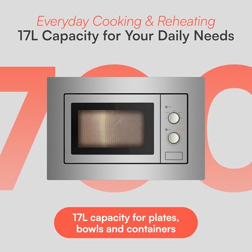 Cookology IM17LSS Built-in Microwave in Stainless Steel | Integrated Frame Trim Kit - Image 4