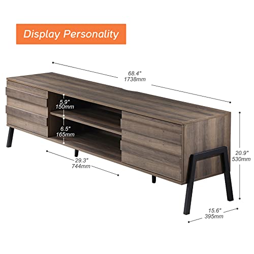Wampat Mid Century Modern Tv Stand For Tvs Up To 75 Inch Flat Screen Wood Tv Console Media Cabinet With Storage, Home Entertainment Center In Espresso For Living Room Bedroom And Office, 70 Inch #TOP3