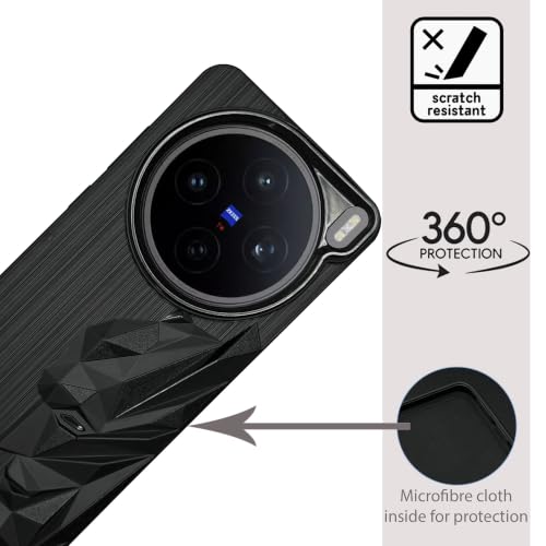 Image of NIUKIN Mobile Case for Vivo X200T 5G | 3D Engraved Design | Metallic Camera Ring | Shockproof Scratch Proof Cover | Black (3D Mask)