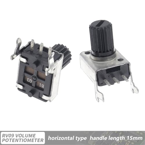 Potenciómetro RV09 horizontal con eje de 15mm y resistencia variable kit de 10 unidades 2