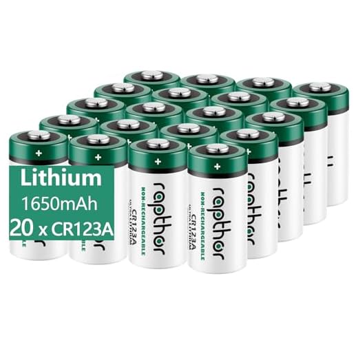 rapthor CR123A 3V Lithium Battery 1650mAh 20 Pack High Power CR123 CR17345 Photo Batteries PTC Protected for Cameras Flashlight Alarm Smart Sensors 123 Batteries (Non-Rechargeable, Not for Arlo)