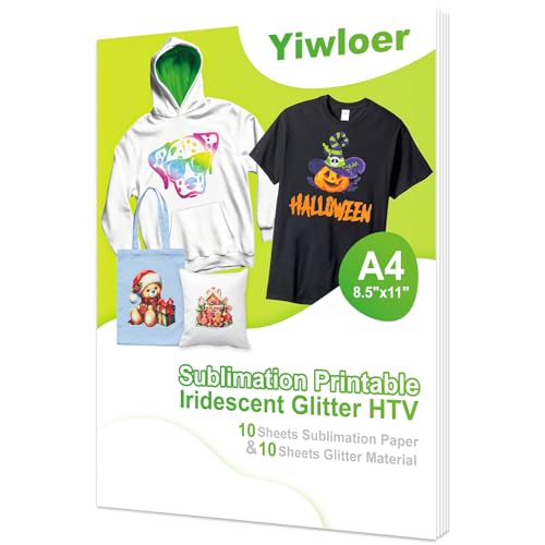 Yiwloer 20Pcs Combo Sublimable White Glitter HTV Heat Transfer Vinyl &...