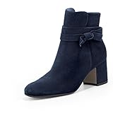 Elegante Sohle Paul Green 8094-021 Damen Stiefelette aus Leder Elegante Laufsohle mit Absatz, Groesse 37, dunkelblau