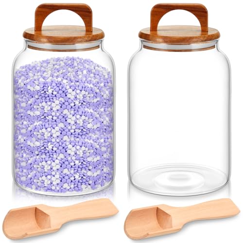 SiliFine 4 Pcs 64oz Glass Laundry Storage Containers with Handle