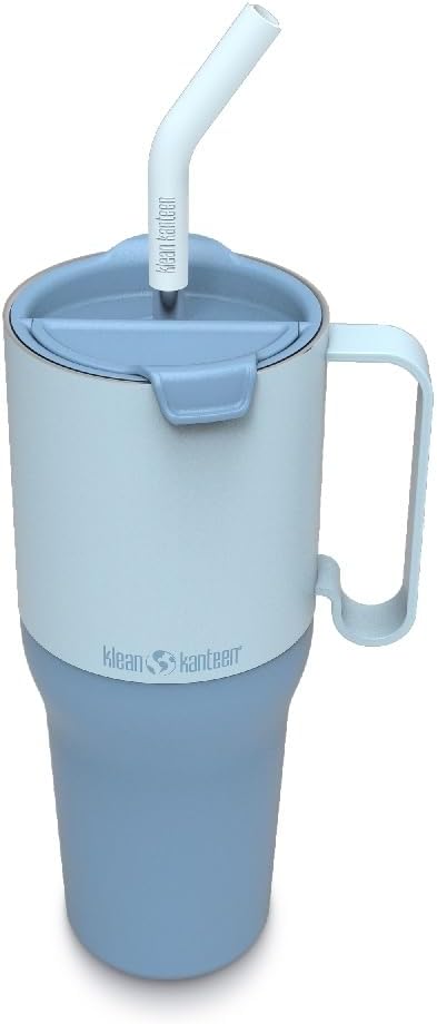 Rise Tumbler with Straw Lid - Dishwasher-Safe, Stainless Steel Insulated Tumbler with Handle - Features Flip Lid & Straw - 36 oz, Blue