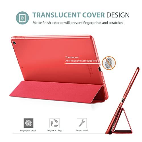Image of ProCase Smart Case for iPad 9.7 Inch iPad 6th /5th Generation 2018 2017(Model: A1893 A1954 A1822 A1823), Ultra Slim Lightweight Stand Cover with Translucent Frosted Back -Red
