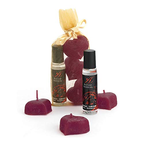 Lubrifiant au parfum de fraise Silk Nights 30 ml et bougies cœur Falcon