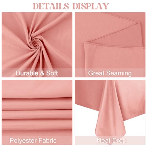 Image of 4 Pack Rectangle Tablecloth for 6 Foot Tables Washable Polyester Table Cover for Wedding Dining Table Parties Banquet(70x120 Dusty Rose)