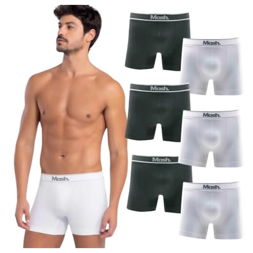 Kit 6 Cuecas Boxer Mash Microfibra Sem Costura Box Masculina Adulto | 3 Cinza - 3 Brancas | P