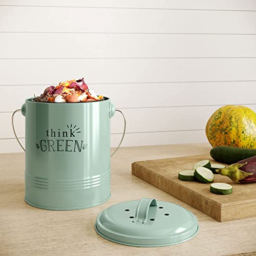 Barnyard Designs Compost Bin for Kitchen Counter - 1.2 Gallon Countertop Composter with Extra Smell-Absorbing Filters and Inner Bucket for Easy Cleaning - Food Waste Bin for Kitchen with Lid (Mint) by Barnyard Designs - Image 7
