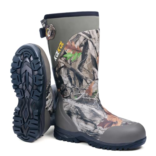 Kalkal Hunting Boots for Men with 800g Insulation, Waterproof Men's Insulated hunting boots with 7mm Neoprene, Sturdy Warm Rubber Boots for Outdoor Hunting Boots for Men (Size 6-14)