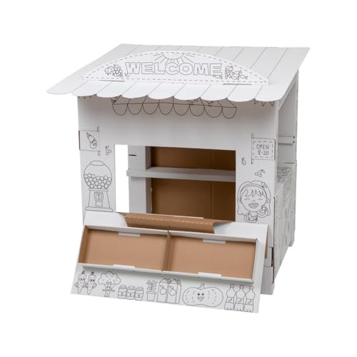 Tektorado - Spielhaus aus Pappe für Kinder - Kinderspielhaus aus Karton zum Bemalen und Spielen - für Outdoor & Indoor - für Kinder ab 3 Jahren - Kaufladen