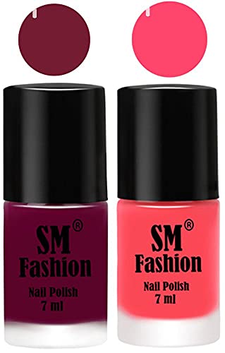 Image of Long Lasting Nail Polish | Nail Paint Combo 7 ml Each) - Set of 2 Mulberry-Pink
