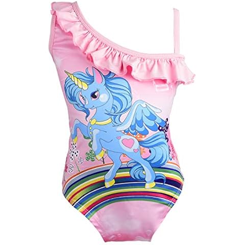 Dressy Daisy Girls One Piece Unicorn Bathing Suit Swimsuit Swimwear Beachwear - Pink - 14 Cover
