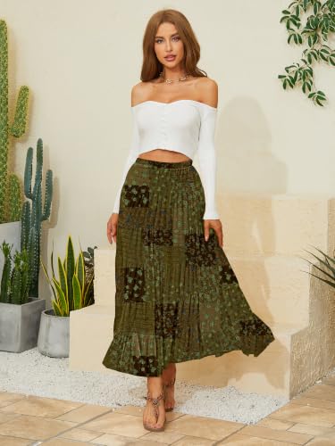 Image of NASHALYLY Women's Chiffon Elastic High Waist Pleated A-Line Flared Maxi Skirts
