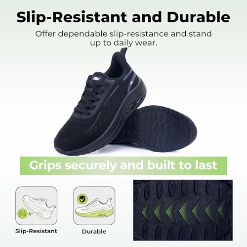 Image of AOV Wide Walking Shoes Women Arch Support Plantar Fasciitis Tennis Sneakers Orthotic Tennis Shoes for Workout Gym Black Size 8