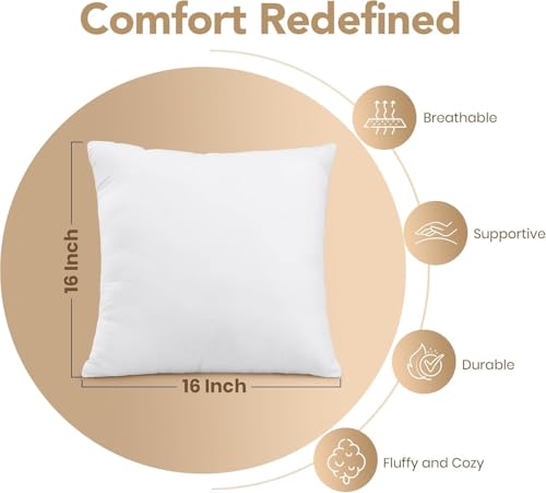 Image of Utopia Bedding Outdoor Pillow Inserts 16 x 16 Inches (Pack of 4, White), Water Resistant Garden Throw Pillows for Patio and Porch Furniture