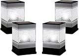 BIRUGEAR (4 Pack) Solar Powered Square Outdoor Garden Pathway Deck Dock Patio Fence Post Light for 4