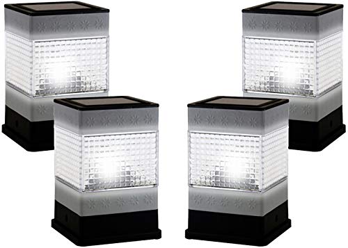 Birugear (4 Pack) Solar Powered Square Outdoor Garden Pathway Deck Dock Patio Fence Post Light For 4X4 Wood Posts #TOP26