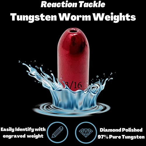 Reaction Tackle Tungsten Bullet Fishing Weights/Worm Sinkers For Bass Fishing - 3/8 Red #TOP2