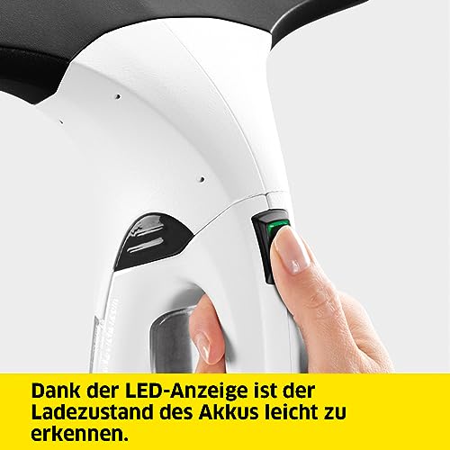 Kärcher Akku-Fenstersauger WV 2 Plus N, Akkulaufzeit: 35 min, LED-Ladezustandsanzeige, 2 Absaugdüsen, Sprühflasche mit Mikrofaserbezug, 20 ml Fensterreiniger-Konzentrat