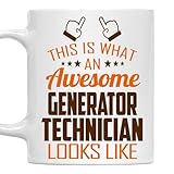 MONIZILUCKY Awesome Generator Technician Mug 11oz – This Is What an Awesome Generator Technician Looks Like – 11oz White Ceramic Coffee Cup Gift for Work Office, Coworker, Birthday, Christmas