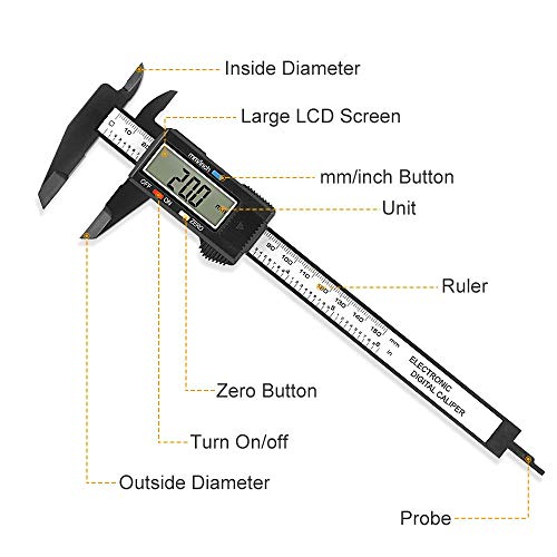 Image of Digital Caliper, Upgraded Calipers 6 inch, Measuring Tool, Electronic Ruler, with Large LCD Screen, Auto-Off Feature, Inch and Millimeter Conversion, Perfect for Household DIY (1 pcs)