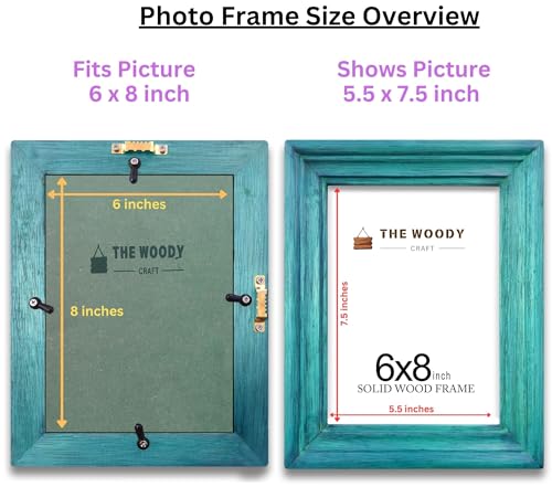Image of 6x8 Photo Frames | Wall Frame | Photo Frame Small | Blue Wooden Frame for Wall | Stylish Home & Office Decor, Ideal Gift for Friends (6x8 inch, Blue)