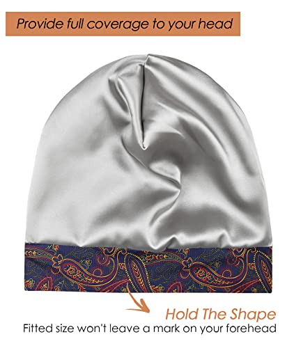 Image of Satin Lined Sleep Slouchy Cap Curly Girl Slap Headwear Gifts For Frizzy Hair Women