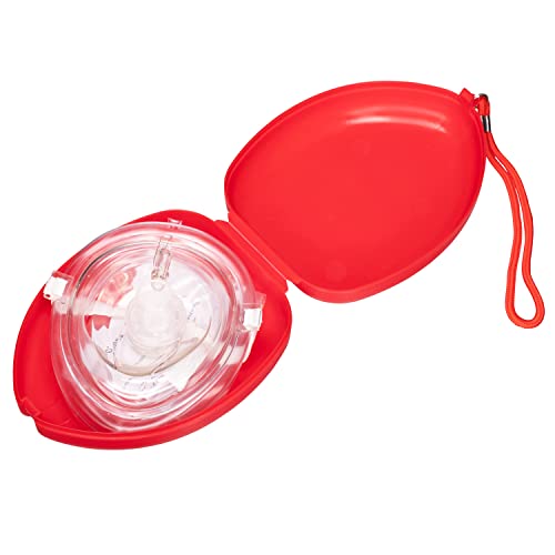 Novamedic First Aid Adult And Child Cpr Rescue Mask, Detachable Single Valve Pocket Resuscitator With Hard Case And Wrist Strap Kit, Red #TOP2
