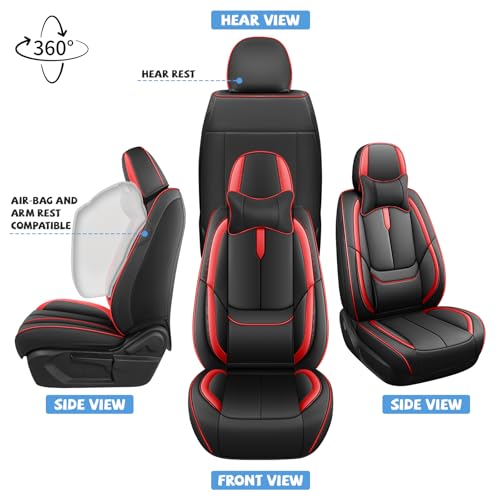Image of Seat Covers for Chevy Silverado 1500 2007-2026 (Black&Red,Luxury Front Set)