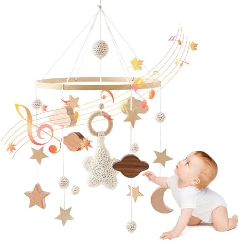Móvil para bebé, tejido a mano, con estrellas, nubes, móvil para ...