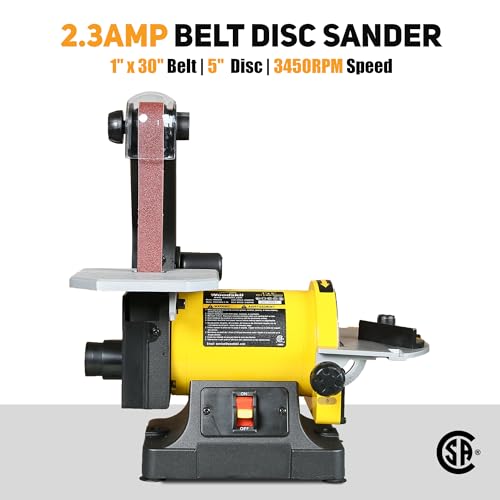 Woodskil Belt and Disc Sander for Woodworking, 1 in. x 30 in. Belt and 5 in. Disc Sander, Bench Sander Upgraded Model