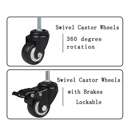 Stelo Industriale, Rotella A Vite da 50 Mm M12 Ruote Fai da Te Ruote per Carrello Poliuretano Industriale Resistente, per Carrello Industriale,