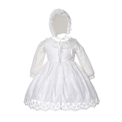 Cinda Capota y Vestido de Bautizo de Manga Larga para bebé niña Marfil 3-6 Meses