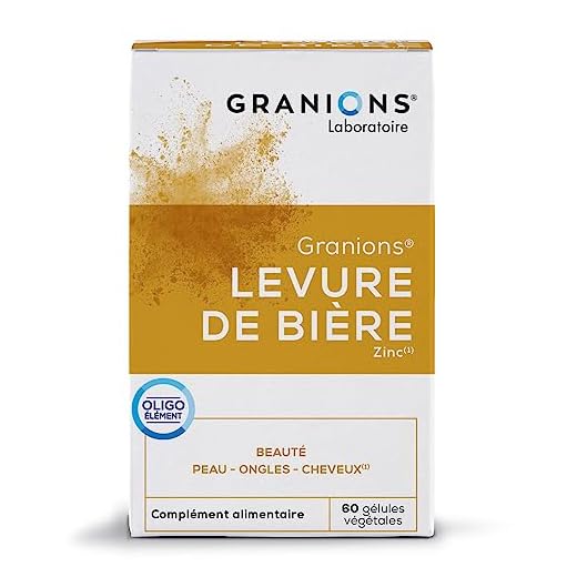 Levure de bière GRANIONS | Complement alimentaire beauté | Levure de biere 1500mg avec Zinc | Beauté de la peau, pousse cheveux et ongles | Made in France | 60 gelules