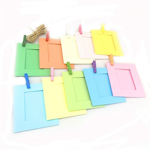 Wall Deco Diy Creative Mini Paper Photo Frame With Mini Colored Clothespins And Twine -Fit Instax Mini Film (2X3 Photo)(Muti-Color) #TOP1