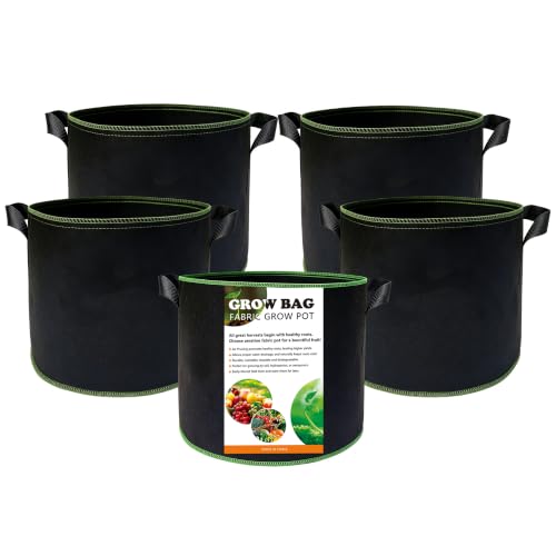 Bolsas de cultivo de tela antiencharcamiento macetas reutilizables con asas pack 5 2
