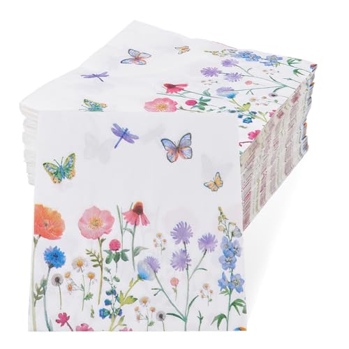 Serviettes en papier jetables pour invités 35,6 cm motif floral aquarelle DICOSMETIC