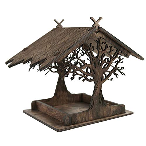 Assletes Wooden Bird House, Bird Feeder Garden Gifts-Hanging Birdhouses for Outdoors, Bird Nesting Houses Outside, Natural Garden Patio Decorative for Dove Sparrow and Small Pet Birds (Brown)