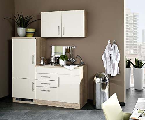 Held Möbel Singleküche Toronto Creme 160 cm inkl. Einbaugeräte